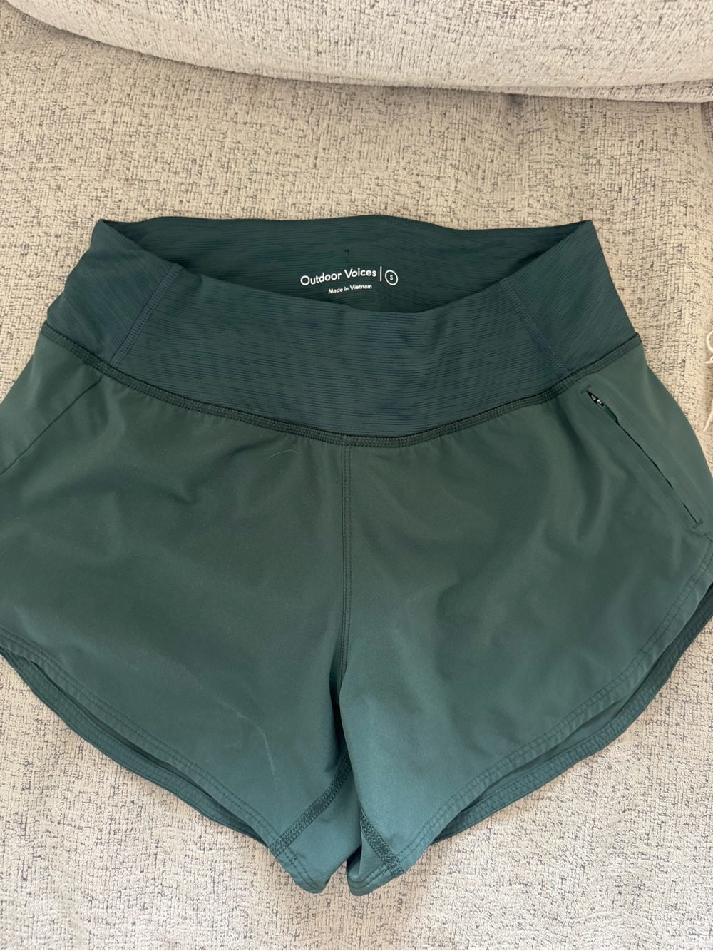 Outdoor Voices Forest Green Mid-Rise Athletic Shorts